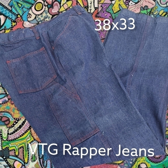 Vintage RAPPERS Jeans Like New 38x33 USA Made Painter Pocket High  Waist Flare - Picture 2 of 15